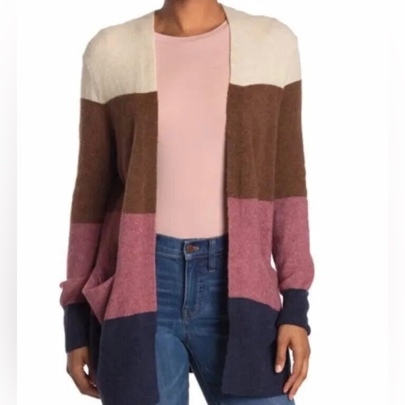 Madewell Sweater Multicolor Kent Striped Cardigan Alpaca Women Sz M - Picture 1 of 10